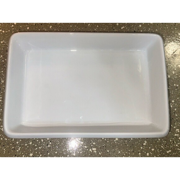 Vintage RECTANGLE WHITE  Glass Casserole Dish 8.5x5.5" FARBERWARE - Picture 2 of 4